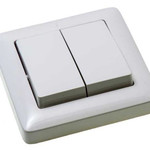 ХИТ Выключатель двухклавишный скрытый 250В 6А белый