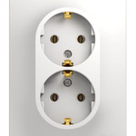 GLOSSA Розетка двойная с заземлением в сборе белая