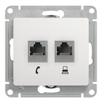GLOSSA Розетка телефон/компьютер RJ11+RJ45 категория 5е в рамку белая