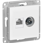 Розетка ATLASDESIGN двойная ТВ + компьютерная RJ45 категория 5Е белый